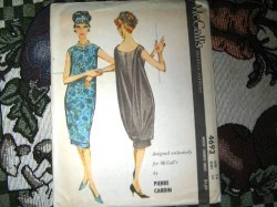 4693 1958 PIERRE CARDIN UNDERDRESS, OVERDRESS PATTERN 14 34''B